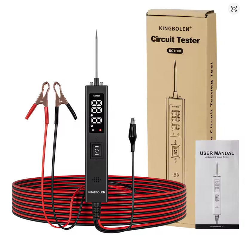 KINGBOLEN ECT200 Probador de baterías de coche de 12V y 24V, máximo 8A con pantalla LED y analizador de baterías